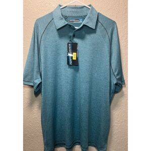Roundtree Yorke Heather Aqua Short Sleeve Polo Shirt‎ Large #27